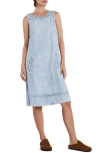 Wash Lab Denim Little Denim Shift Dress In Bleach Denim