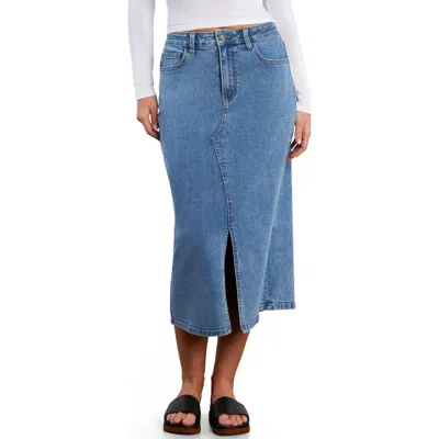 Wash Lab Denim Lucy Denim Midi Skirt In Blue
