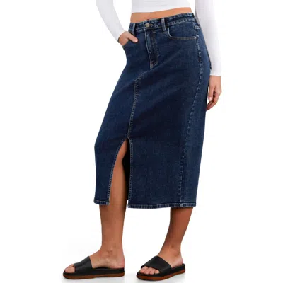 Wash Lab Denim Lucy Denim Midi Skirt In Blue