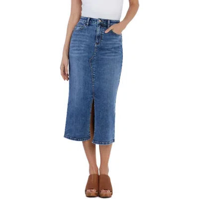 Wash Lab Denim Lucy Denim Midi Skirt In Rich Blue