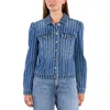 Wash Lab Denim Luna Puff Shoulder Denim Jacket In Blue