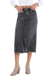 Wash Lab Denim Mallory Denim Midi Skirt In Black Sesame