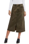 Wash Lab Denim Mallory Denim Midi Skirt In Brown Honey