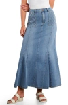 Wash Lab Denim My Queen Denim Maxi Skirt In Blue