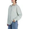 Wash Lab Denim Oversize Stripe Shirt In Sage Stripe