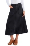Wash Lab Denim Patch Pocket Denim Midi Skirt In Liquorice