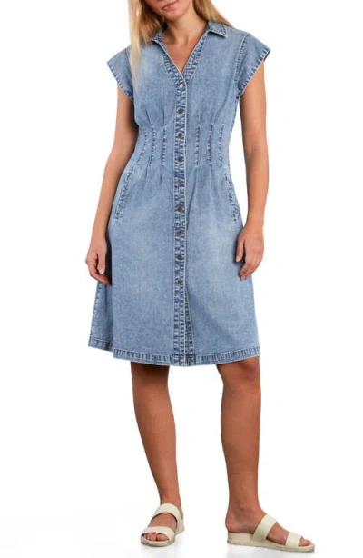 Wash Lab Denim Perfect Pleats Denim Dress In Blue