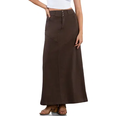 Wash Lab Denim Pieced Denim Maxi Skirt In Brown