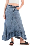 Wash Lab Denim Pieced Ruffle Denim Maxi Skirt