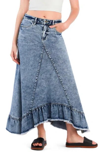 Wash Lab Denim Pieced Ruffle Denim Maxi Skirt