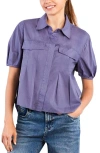 Wash Lab Denim Pincess Pleated Shirt In Blue