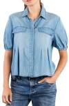 Wash Lab Denim Pincess Pleated Shirt In Blue