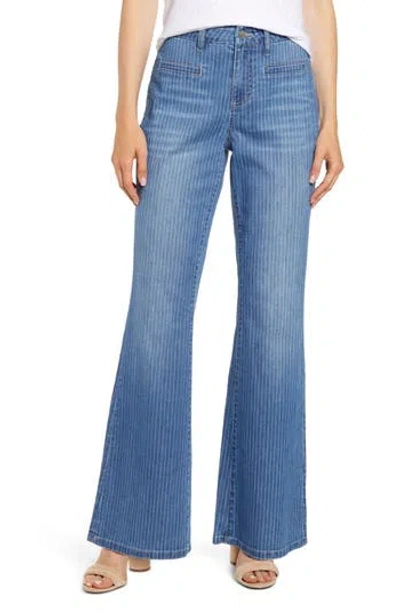 Wash Lab Denim Pinstripe Flare Leg Jeans In Blue