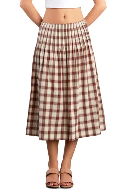 Wash Lab Denim Pintuck Midi Skirt In Neutral