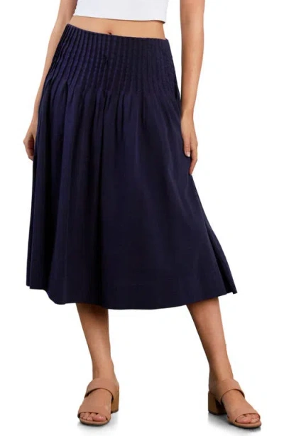 Wash Lab Denim Pintuck Midi Skirt In Purple