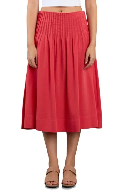 Wash Lab Denim Pintuck Midi Skirt In Multi