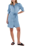 Wash Lab Denim Puff Sleeve Tie Belt Denim Shirtdress