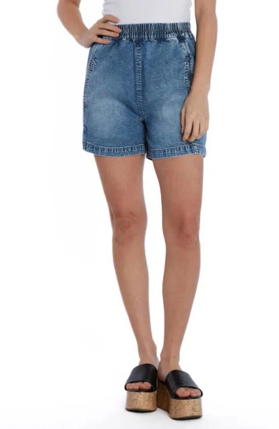 Wash Lab Denim Pull-on Denim Shorts In Atlantic Blue