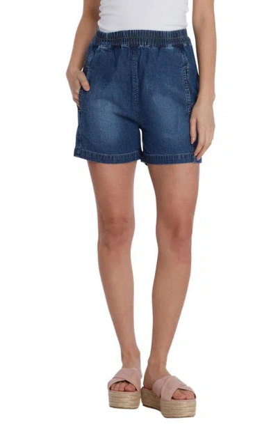 Wash Lab Denim Pull-on Denim Shorts In Bahama Blue