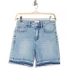 Wash Lab Denim Release Hem High Waist Mid Length Denim Shorts In Blue