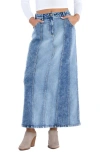 Wash Lab Denim Road Trip Denim Maxi Skirt In Mix Blue