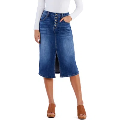 Wash Lab Denim Rory Front Slit Denim Skirt In Rory Blue