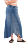 Wash Lab Denim Selma Animal Print Denim Skirt In Mixed Denim Leopard