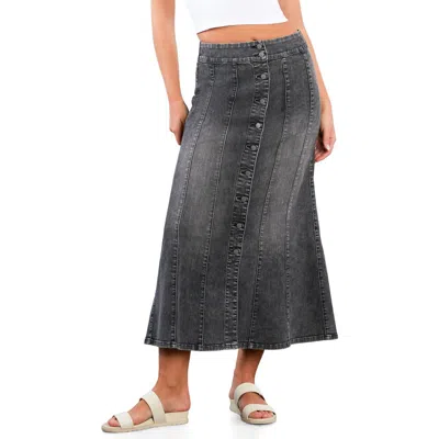 Wash Lab Denim Stretch Denim Maxi Skirt In Gray