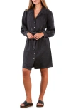 Wash Lab Denim Sweet Fade Tie Waist Denim Shirtdress In Black
