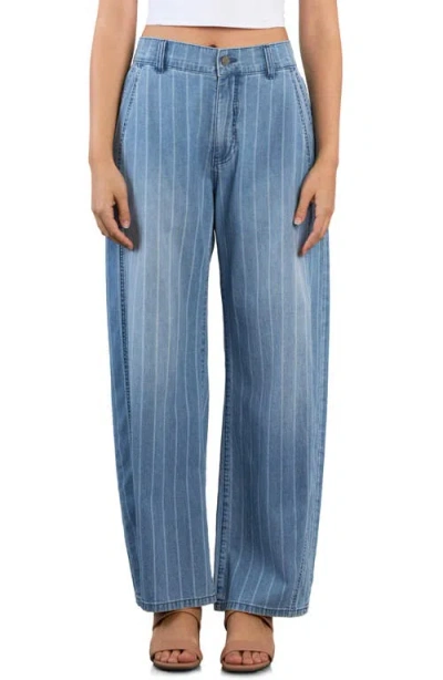 Wash Lab Denim Sweetheart Stripe Barrel Leg Jeans In Blue