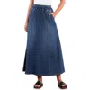 Wash Lab Denim Tie Waist Denim Skirt In Blue