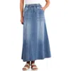 Wash Lab Denim Tie Waist Denim Skirt In Blue