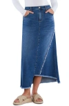 Wash Lab Denim Fray Two Step Denim Skirt In Flounce Blue