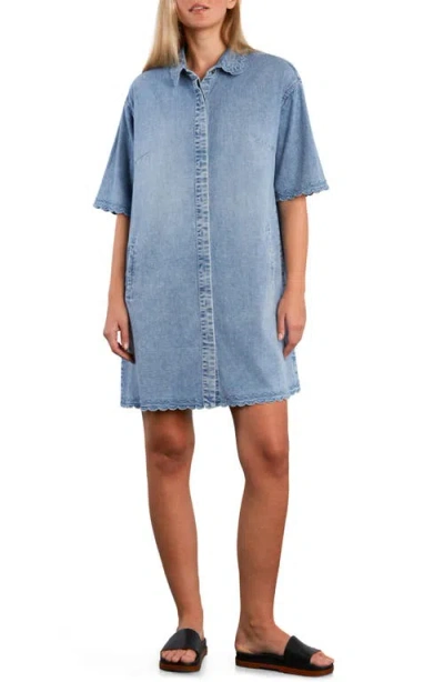 Wash Lab Denim Wanderbloom Denim Shirtdress In Blue