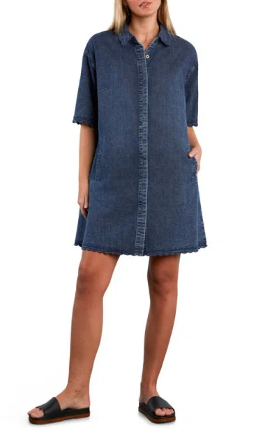 Wash Lab Denim Wanderbloom Denim Shirtdress In Blue