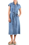 Wash Lab Denim Weekend Belted Denim Shirtdress In Blue