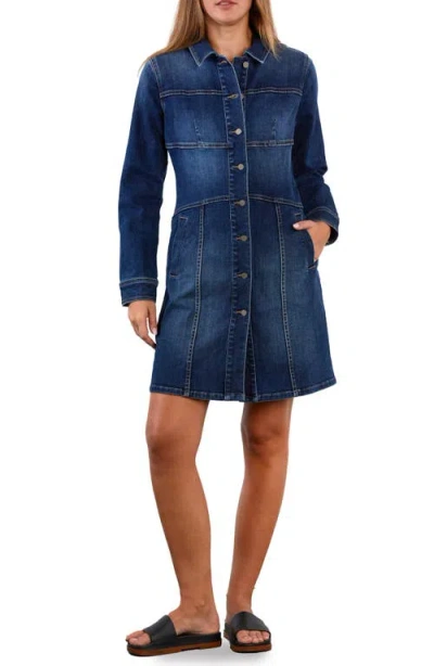 Wash Lab Denim Wisp Long Sleeve Stretch Denim Dress In Blue