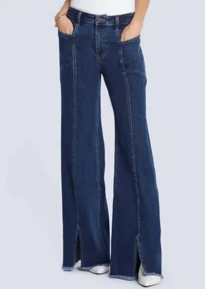 Wash Lab Front Slit Jeans In Dark Indigo In Purple