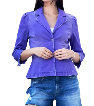 Wash Lab School Boy Denim Blazer In Washed Purple Gem In Multi