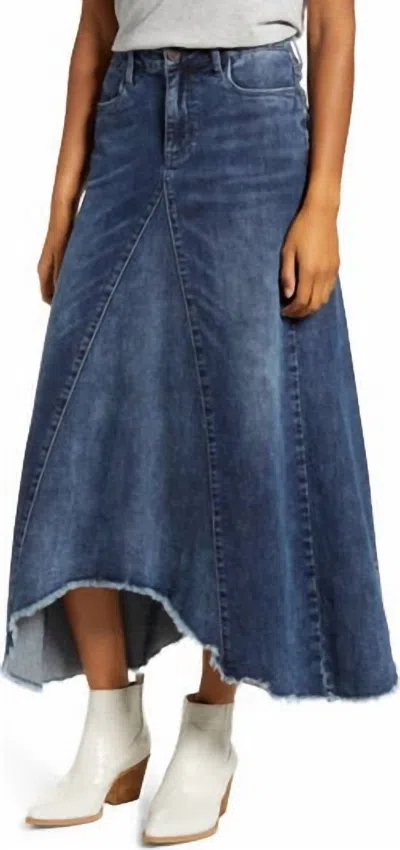 Wash Lab Selma Pieced Denim Skirt In Deep Blue In Grey