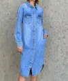 Wash Lab Soft Denim Shirtdress In Market Blue In Multi