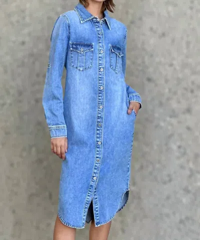 Wash Lab Soft Denim Shirtdress In Market Blue In Multi