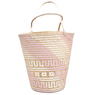 Washein Women's Rose Gold / White Seashell Pink Beach Tote Straw Bag In Rose Gold/white