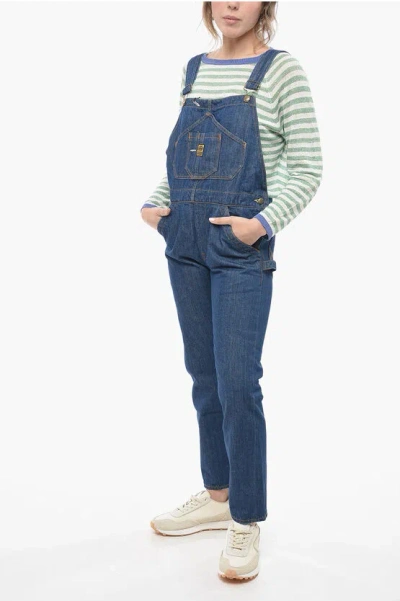 Washington Dee Cee Denim Jumpsuit With Logoed And Golden Buttons In Blue
