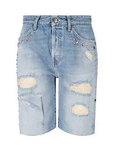 Pre-owned Washington Dee Cee Washington Dee-cee Destroyed Detailing Shorts In Blue