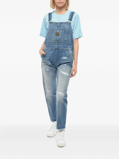 Washington Dee Cee Denim Washington Jumpsuit With Logoed And Golden Buttons In Blue