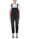 Washington Dee Cee Logo-patch Denim Dungarees In Black