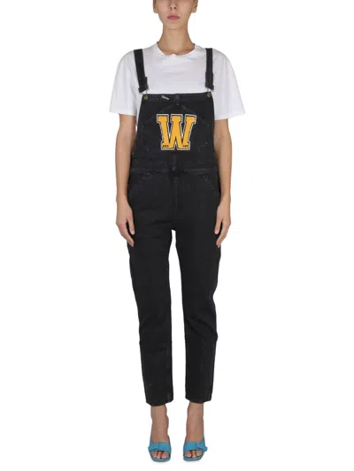 Washington Dee Cee Logo-print Denim Dungarees In Black