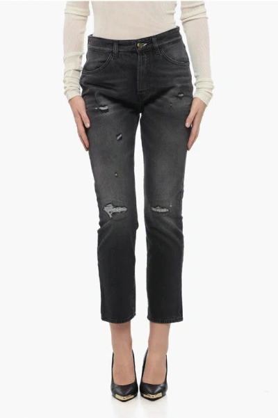 Washington Dee Cee Loose Fit Ranch Denims With Distressed Details 18cm In Black