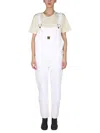Washington Dee Cee Solid Color Denim Jumpsuit With Logoed Buttons In White